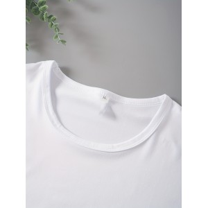 Raising My Husband Print T-Shirt, Short Sleeve Crew Neck Casual Top For Summer & Spring, Women's Clothing