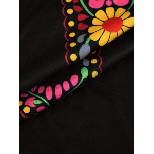 Boho Floral Print T-shirt, Ethnic Crew Neck Short Sleeve Summer T-shirt, Women's Clothing