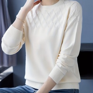 Long Sleeve Mock Neck Sweater, Elegant Casual Sweater For Fall & Spring, Women's Clothing