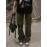Green Loose Fit Cargo Pants, Flap Pockets Non-Stretch Baggy Denim Pants, Y2K Kpop Vintage Style, Women's Denim Jeans & Clothing